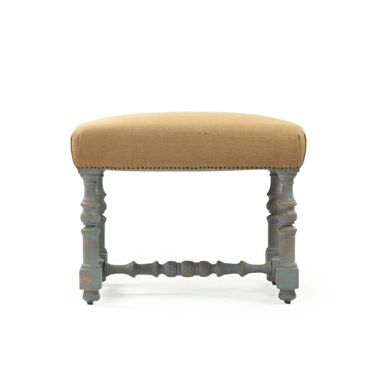 Zentique Jeanne Compact Birch Stool with Burlap Seat — Lightweight, Rustic Charm for Modern, Farmhouse & Vanity Use LI-SH12-18-88A Tan