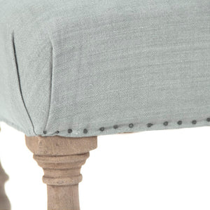 Zentique Audrey Oak Linen Stool — Compact W26xH20.5xD20, Solid Oak Frame, Cushioned Breathable Seat for Vanity LI-SH12-18-88A