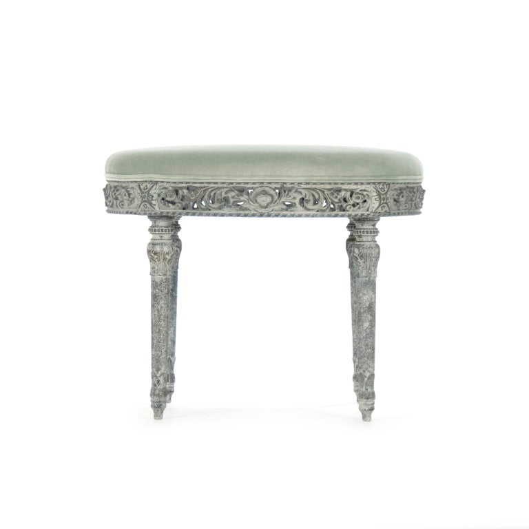 Zentique Galdy Velvet Stool with Solid Birch Frame — Compact, Plush Vanity Seat for Modern & Scandinavian Homes LI-SH12-18-90