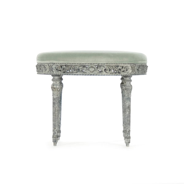 Zentique Galdy Velvet Stool with Solid Birch Frame — Compact, Plush Vanity Seat for Modern & Scandinavian Homes LI-SH12-18-90