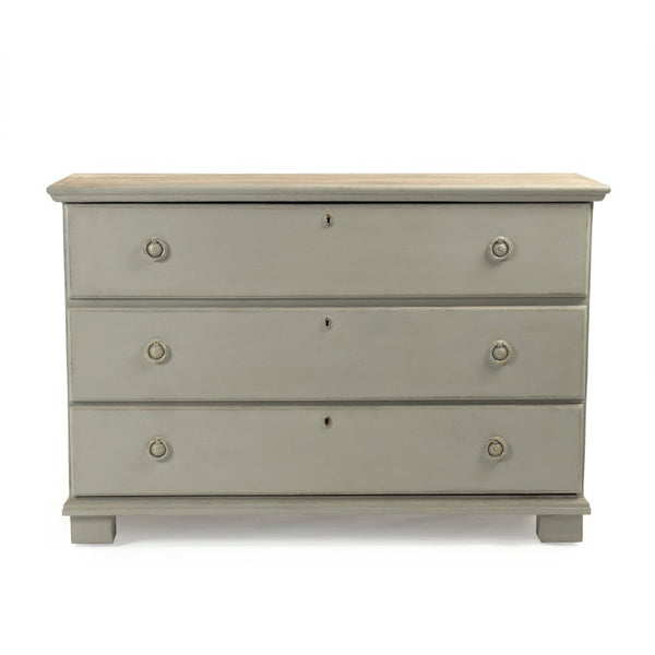 Zentique Bill Chest Solid Pine & Poplar Organizer with Multiple Drawers, Compact Warm Wood Storage Solution Dry Natural Top, Distressed Beige LI-SH12-24-38 PC