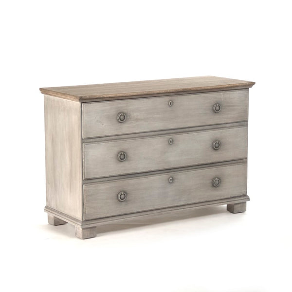Zentique Bill Chest Solid Pine & Poplar Organizer with Multiple Drawers, Compact Warm Wood Storage Solution Dry Natural Top, White Washed Base LI-SH12-24-38