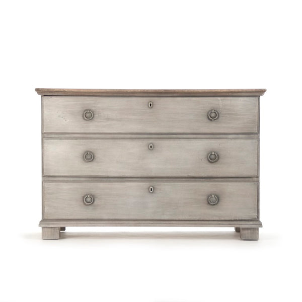 Zentique Bill Chest Solid Pine & Poplar Organizer with Multiple Drawers, Compact Warm Wood Storage Solution Dry Natural Top, White Washed Base LI-SH12-24-38