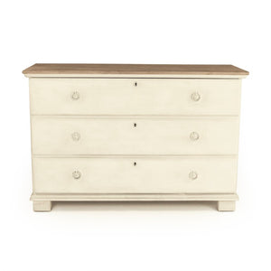 Zentique Bill Chest Solid Pine & Poplar Organizer with Multiple Drawers, Compact Warm Wood Storage Solution Dry Natural Top, Distressed Off-White LI-SH12-24-38 Off-White