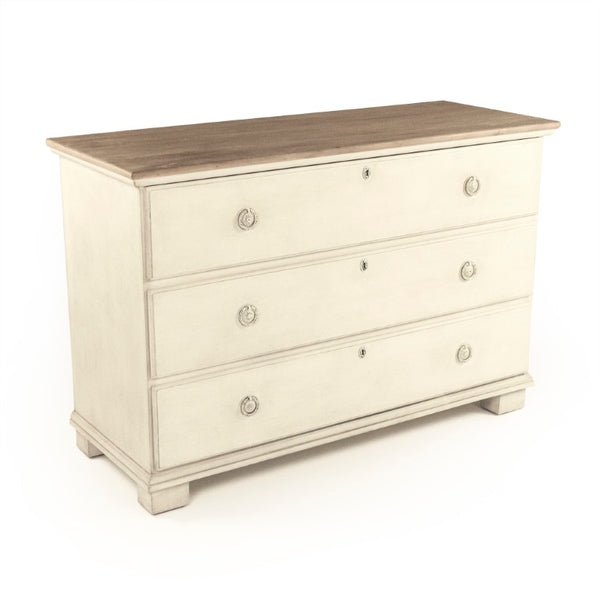 Zentique Bill Chest Solid Pine & Poplar Organizer with Multiple Drawers, Compact Warm Wood Storage Solution Dry Natural Top, Distressed Off-White LI-SH12-24-38 Off-White