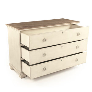 Zentique Bill Chest Solid Pine & Poplar Organizer with Multiple Drawers, Compact Warm Wood Storage Solution Dry Natural Top, Distressed Off-White LI-SH12-24-38 Off-White