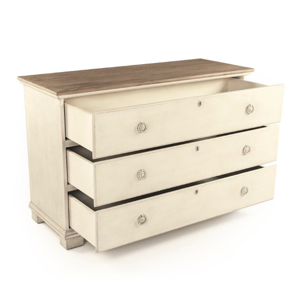 Zentique Bill Chest Solid Pine & Poplar Organizer with Multiple Drawers, Compact Warm Wood Storage Solution Dry Natural Top, Distressed Off-White LI-SH12-24-38 Off-White