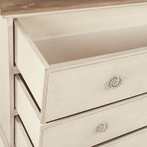 Zentique Bill Chest Solid Pine & Poplar Organizer with Multiple Drawers, Compact Warm Wood Storage Solution Dry Natural Top, Distressed Off-White LI-SH12-24-38 Off-White
