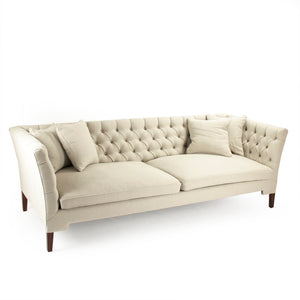 Eileen Sofa Distressed Brown, Cream Linen LI-SH13-21-104 Zentique