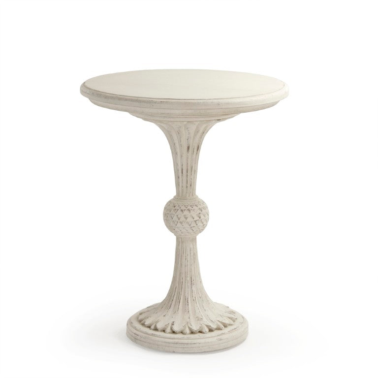 Zentique Fabiola Modern Birch End Table — Compact 23.5" Square Minimalist Accent Table with Durable Plywood Finish Distressed Off-White LI-SH14-13-112 Cream