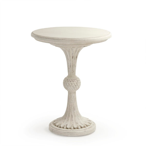 Zentique Fabiola Modern Birch End Table — Compact 23.5" Square Minimalist Accent Table with Durable Plywood Finish Distressed Off-White LI-SH14-13-112 Cream