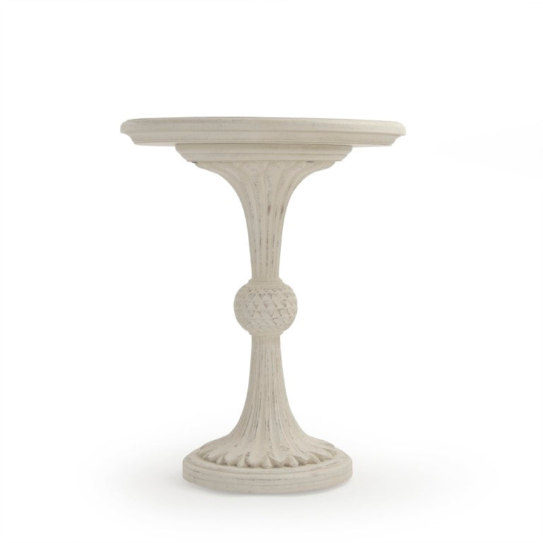 Zentique Fabiola Modern Birch End Table — Compact 23.5" Square Minimalist Accent Table with Durable Plywood Finish Distressed Off-White LI-SH14-13-112 Cream