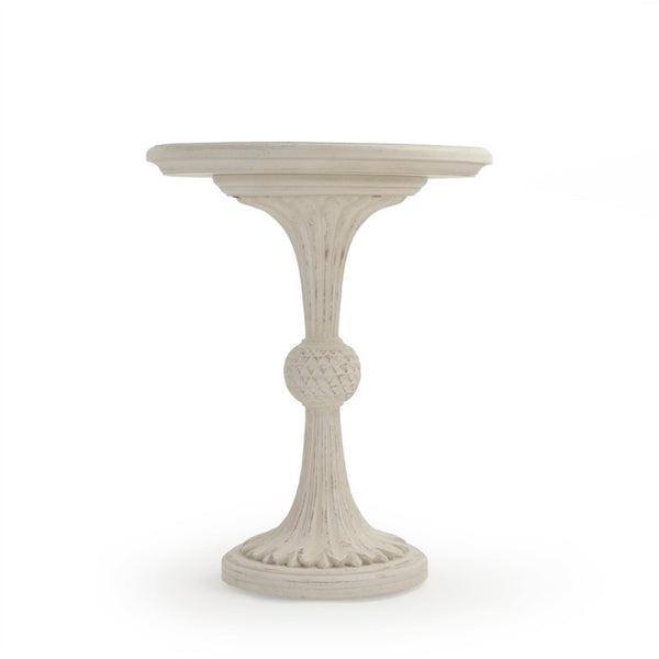 Zentique Fabiola Modern Birch End Table — Compact 23.5" Square Minimalist Accent Table with Durable Plywood Finish Distressed Off-White LI-SH14-13-112 Cream