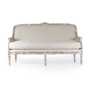 Zentique Yvon Compact Settee with Neutral Linen Upholstery and Birch Frame — Scandinavian Comfort, Durable Design LI-SH14-18-129