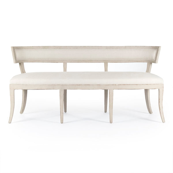 Lorand Bench Distressed Off-White Birch, Off-White Linen LI-SH14-18-130 Zentique