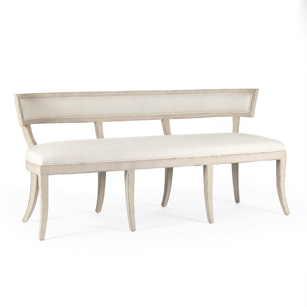 Lorand Bench Distressed Off-White Birch, Off-White Linen LI-SH14-18-130 Zentique