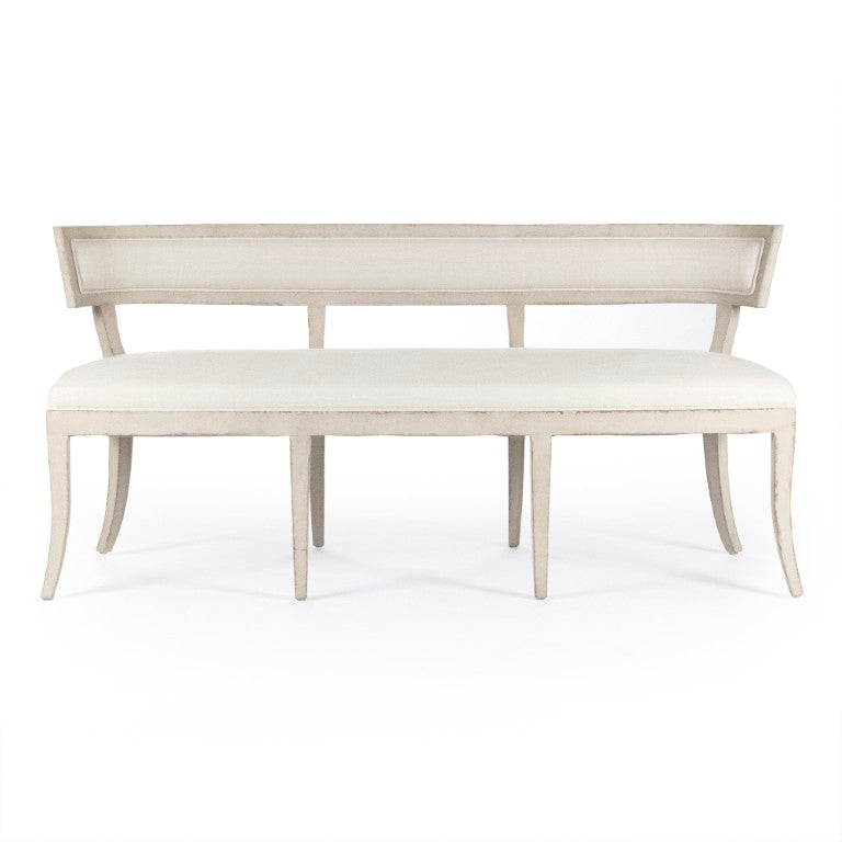 Zentique Lorand Birch Linen Bench with Tapered Legs — Scandinavian Modern Entryway Seat, Durable Comfort LI-SH14-18-130
