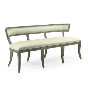 Zentique Lorand Bench crafted in solid birch with raw silk upholstery — generous two-seat comfort, modern elegance W62.25 x H30.75 x D23 LI-SH14-18-130 SGreen
