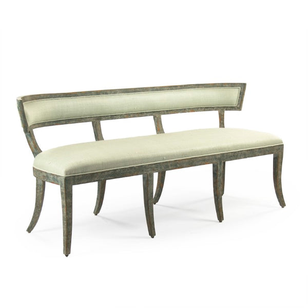 Zentique Lorand Bench crafted in solid birch with raw silk upholstery — generous two-seat comfort, modern elegance W62.25 x H30.75 x D23 LI-SH14-18-130 SGreen