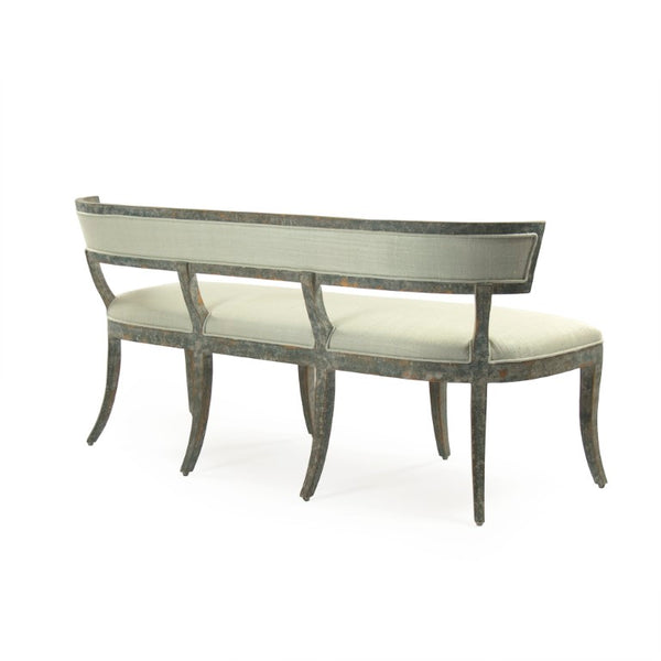 Zentique Lorand Bench crafted in solid birch with raw silk upholstery — generous two-seat comfort, modern elegance W62.25 x H30.75 x D23 LI-SH14-18-130 SGreen