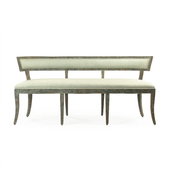 Zentique Lorand Bench crafted in solid birch with raw silk upholstery — generous two-seat comfort, modern elegance W62.25 x H30.75 x D23 LI-SH14-18-130 SGreen