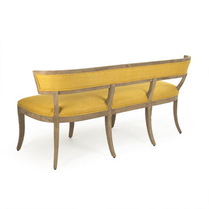Zentique Lorand Bench crafted in solid birch with raw silk upholstery — generous two-seat comfort, modern elegance W62.25 x H30.75 x D24 LI-SH14-18-130 Yellow