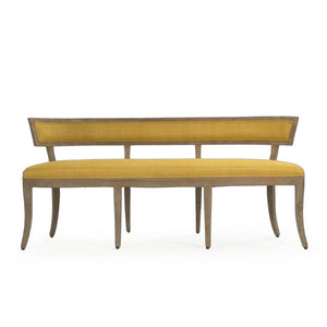 Zentique Lorand Bench crafted in solid birch with raw silk upholstery — generous two-seat comfort, modern elegance W62.25 x H30.75 x D24 LI-SH14-18-130 Yellow