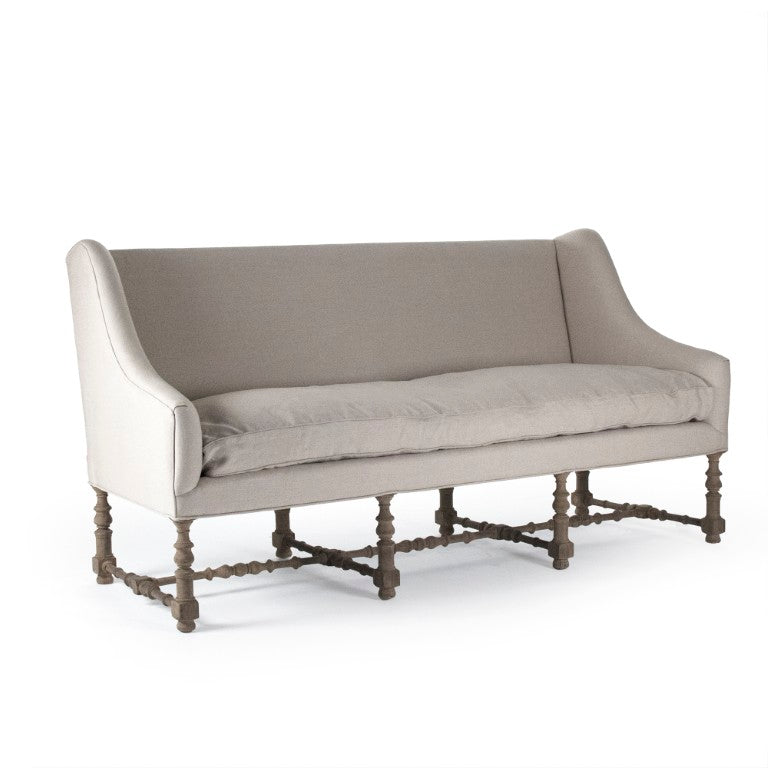 Zentique Worden Birch Linen Bench with Cushioned Seat — Mid-Century Minimalist Entryway & Bedroom Accent (96 chars) LI-SH14-18-131
