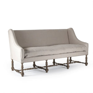 Zentique Worden Birch Linen Bench with Cushioned Seat — Mid-Century Minimalist Entryway & Bedroom Accent (96 chars) LI-SH14-18-131
