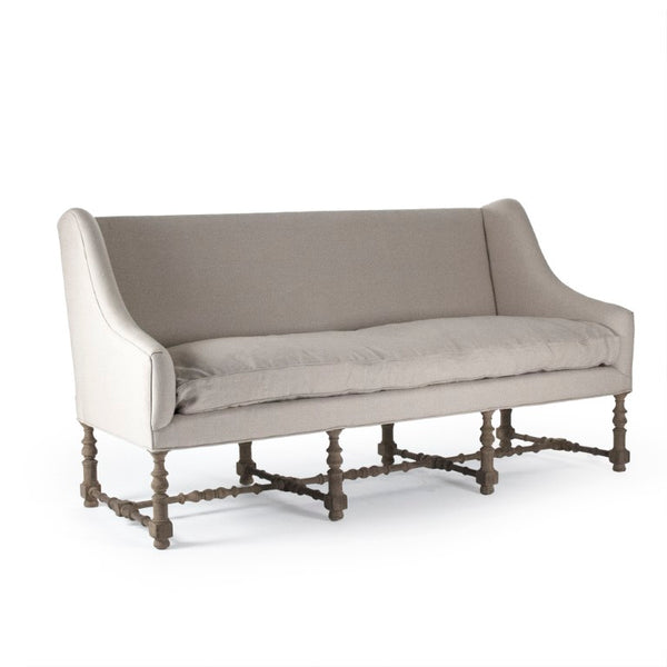 Zentique Worden Birch Linen Bench with Cushioned Seat — Mid-Century Minimalist Entryway & Bedroom Accent (96 chars) LI-SH14-18-131