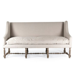 Zentique Worden Birch Linen Bench with Cushioned Seat — Mid-Century Minimalist Entryway & Bedroom Accent (96 chars) LI-SH14-18-131