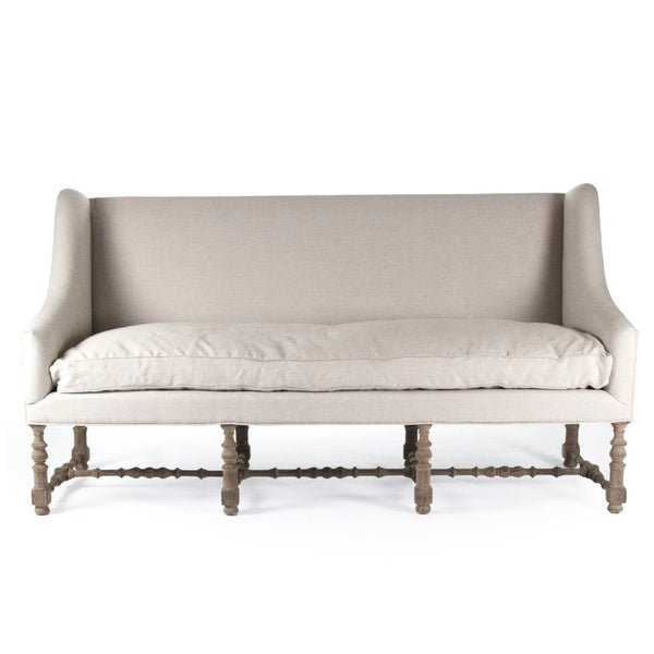 Zentique Worden Birch Linen Bench with Cushioned Seat — Mid-Century Minimalist Entryway & Bedroom Accent (96 chars) LI-SH14-18-131