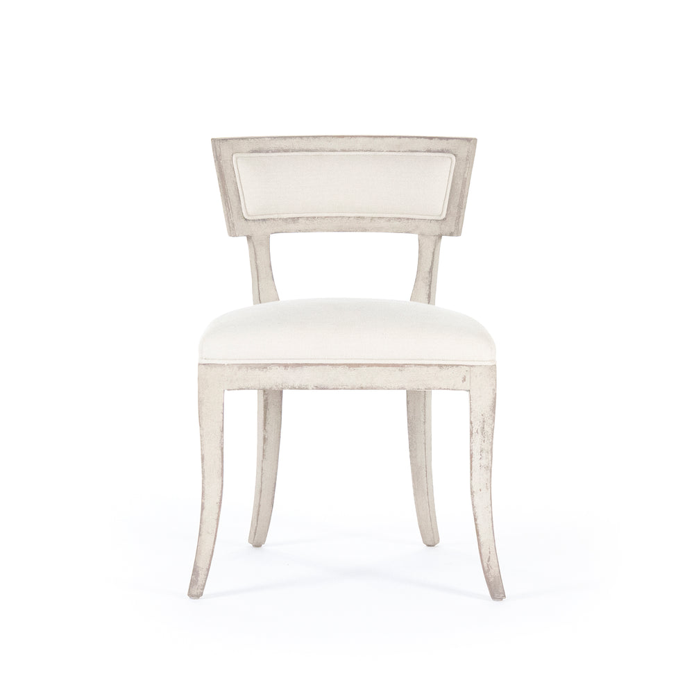 Ayer Side Chair Distressed Off-White Birch, Off-White Linen LI-SH14-22-91 Zentique