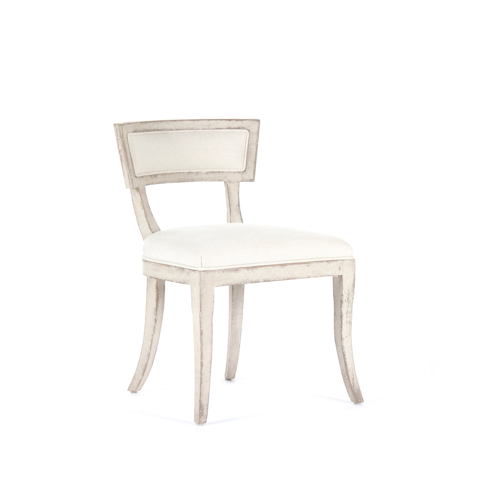 Ayer Side Chair Distressed Off-White Birch, Off-White Linen LI-SH14-22-91 Zentique