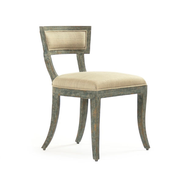 Zentique Ayer Side Chair — Sleek Scandinavian-inspired birch frame with raw silk upholstery, durable everyday seating W20.5 x H31 x D22 LI-SH14-22-91 SGreen