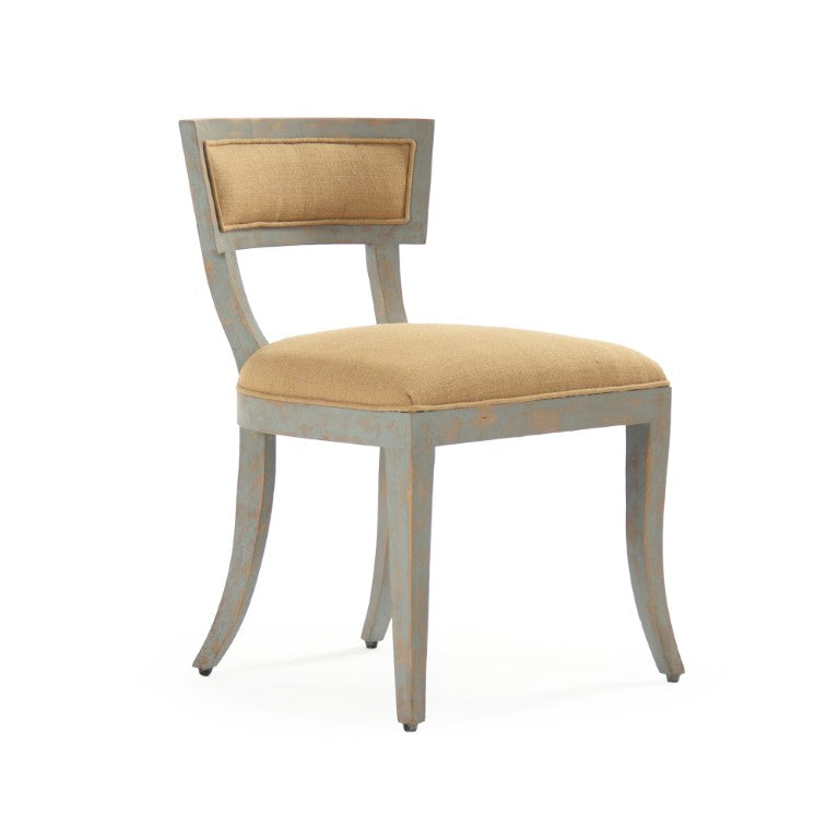 Zentique Ayer Burlap Side Chair with Solid Birch Frame, Ergonomic Back & Natural Finish for Modern Dining (98) LI-SH14-22-91 Tan