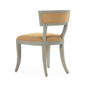 Zentique Ayer Burlap Side Chair with Solid Birch Frame, Ergonomic Back & Natural Finish for Modern Dining (98) LI-SH14-22-91 Tan