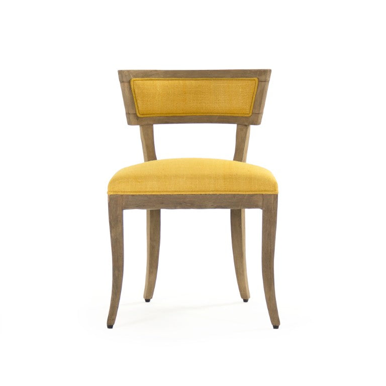 Zentique Ayer Side Chair — Sleek Scandinavian-inspired birch frame with raw silk upholstery, durable everyday seating W20.5 x H31 x D24 LI-SH14-22-91 Yellow