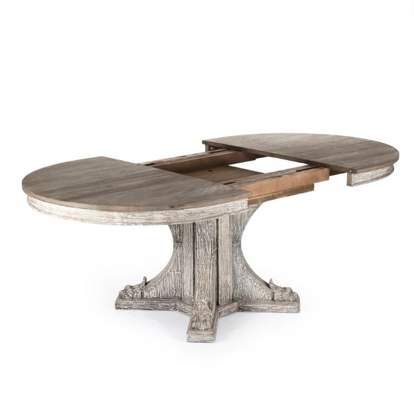 Zentique Terrell Dining Table — Solid Elm/Birch/Pine 58.5"W x 30.5"H Seats 6, Natural Finish, Timeless Craftsmanship LI-SH14-25-107
