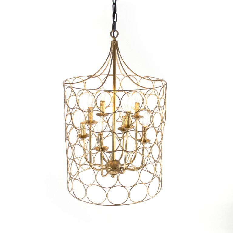Zentique Dru Industrial Hanging Light Pendant with Matte Iron Finish, 18"x30" Sculptural LED-Compatible Fixture LI-SH15-05-252