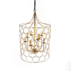 Zentique Dru Industrial Hanging Light Pendant with Matte Iron Finish, 18"x30" Sculptural LED-Compatible Fixture LI-SH15-05-252