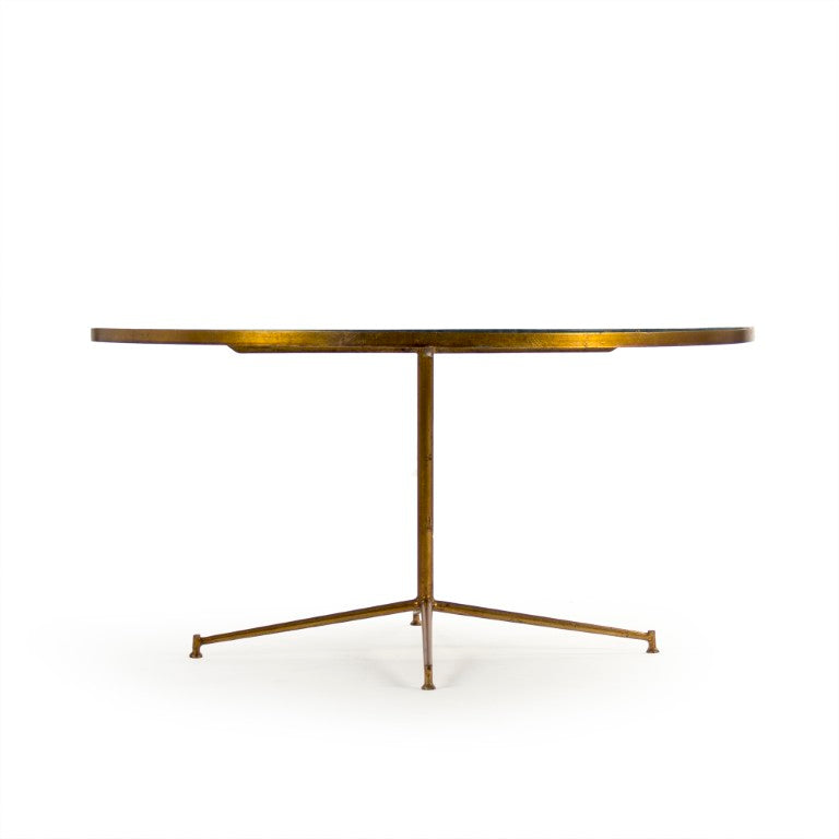 Zentique Caine Marble Top Coffee Table with Steel Frame, 39" Round Low Profile, Modern Industrial Accent LI-SH15-13-133
