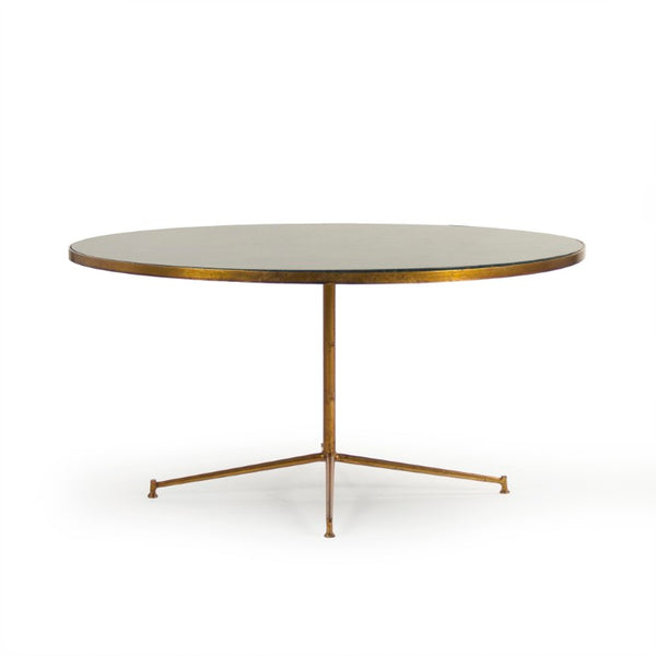 Zentique Caine Marble Top Coffee Table with Steel Frame, 39" Round Low Profile, Modern Industrial Accent LI-SH15-13-133