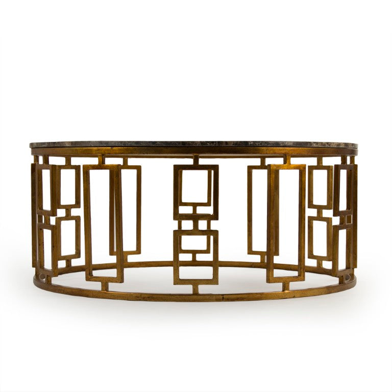 Zentique Adelise Marble Coffee Table with Iron Frame — Modern Low-Profile 39.5" Round Centerpiece for Living Rooms LI-SH15-18-150