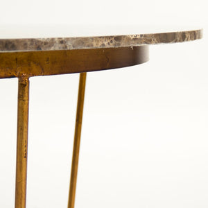 Zentique Bayley Marble Top Coffee Table with Powder-Coated Steel Frame, 47" Round Industrial Modern Centerpiece LI-SH15-18-156