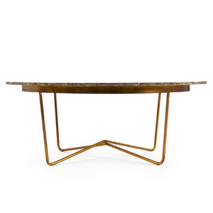 Zentique Bayley Marble Top Coffee Table with Powder-Coated Steel Frame, 47" Round Industrial Modern Centerpiece LI-SH15-18-156