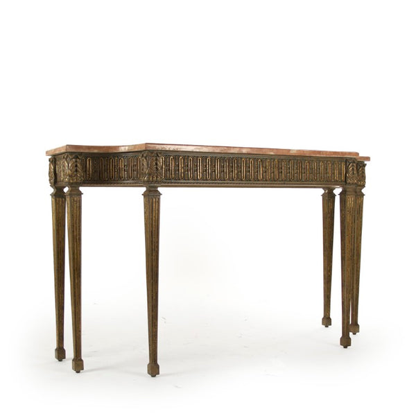 Zentique Faron Marble Top Console Table with Birch Frame — Minimalist 59.5" Entryway Table, Sculptural Storage LI-SH15-26-115