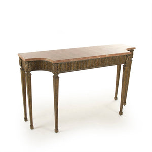 Zentique Faron Marble Top Console Table with Birch Frame — Minimalist 59.5" Entryway Table, Sculptural Storage LI-SH15-26-115