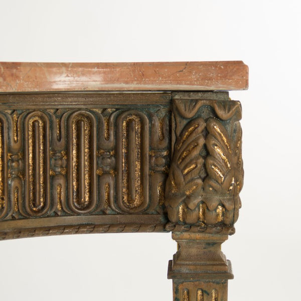 Zentique Faron Marble Top Console Table with Birch Frame — Minimalist 59.5" Entryway Table, Sculptural Storage LI-SH15-26-115