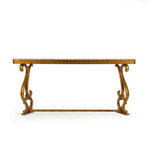 Emeline Console Off-White Top, Gold Leaf Base LI-SH15-26-116 Zentique